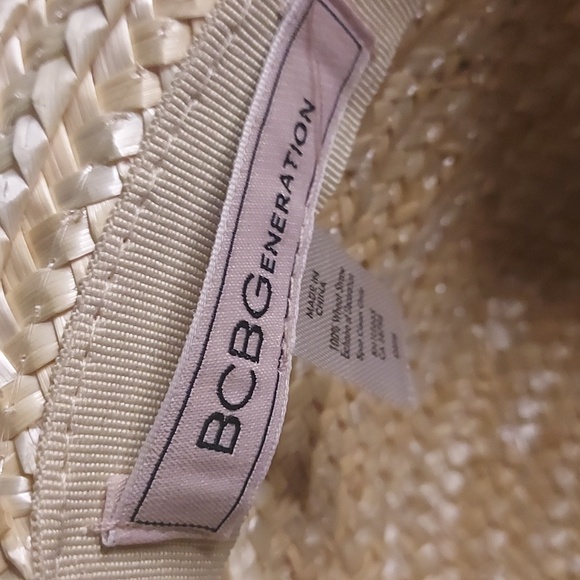 Wheat Straw & Pearl Black Ribbon Boater Hat by BCBGeneration - Picture 4 of 5